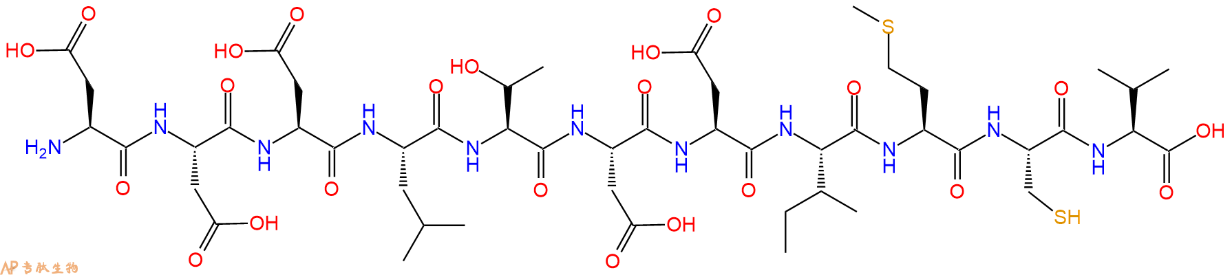 专肽生物产品H2N-Asp-Asp-Asp-Leu-Thr-Asp-Asp-Ile-Met-Cys-Val-OH