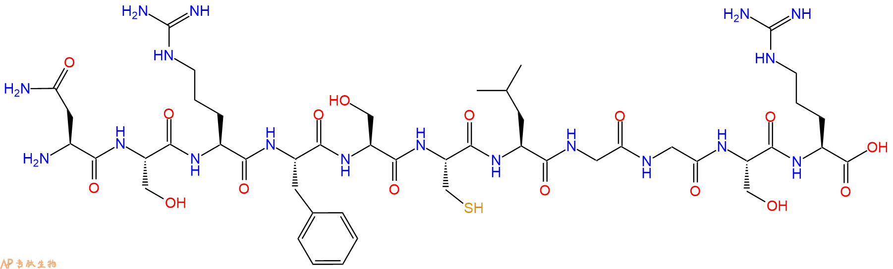 专肽生物产品H2N-Asn-Ser-Arg-Phe-Ser-Cys-Leu-Gly-Gly-Ser-Arg-OH