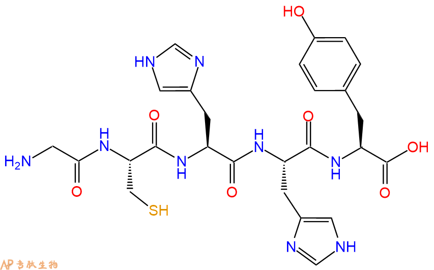 专肽生物产品H2N-Gly-Cys-His-His-Tyr-OH