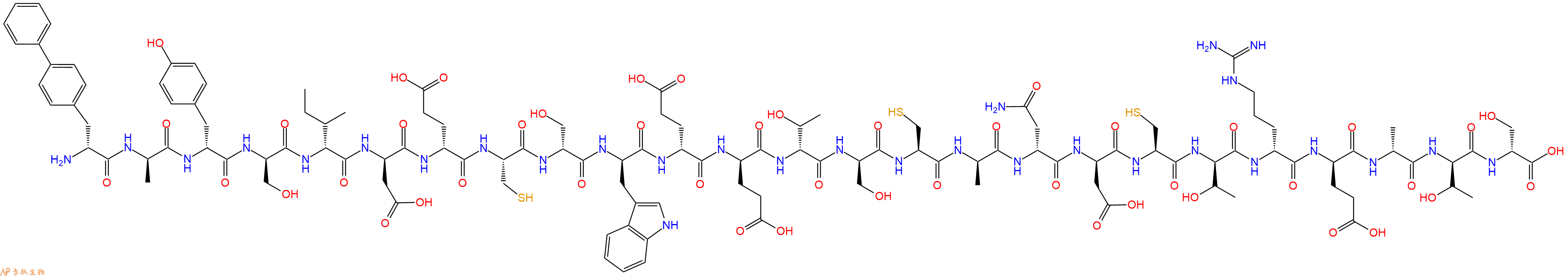 专肽生物产品H2N-DBip-DAla-DTyr-DSer-DIle-DAsp-DGlu-Cys-DSer-DTrp-DGlu-DGlu-DThr-DSer-Cys-DAla-DAsn-DAsp-Cys-DThr-DArg-DGlu-DAla-DThr-DSer-OH