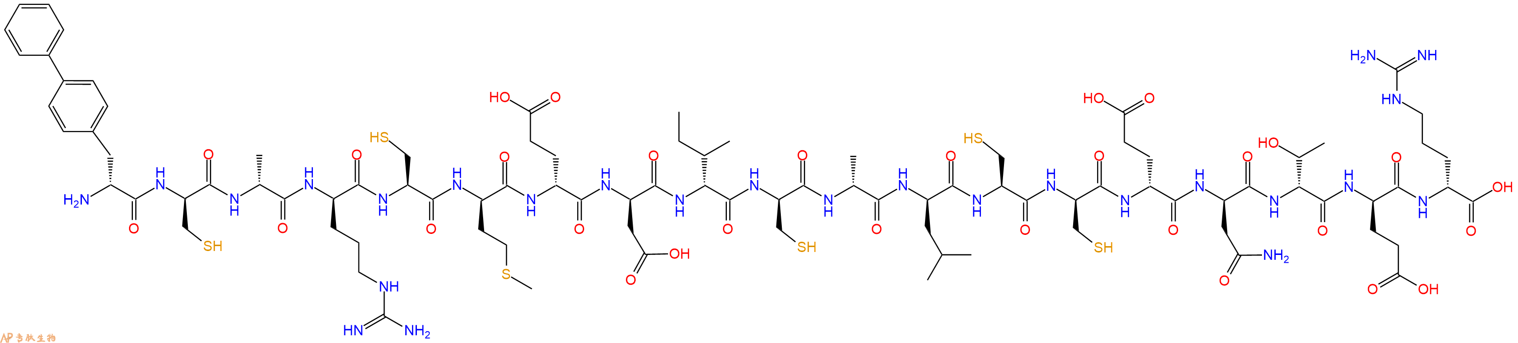 专肽生物产品H2N-DBip-DCys-DAla-DArg-Cys-DMet-DGlu-DAsp-DIle-DCys-DAla-DLeu-Cys-DCys-DGlu-DAsn-DThr-DGlu-DArg-OH