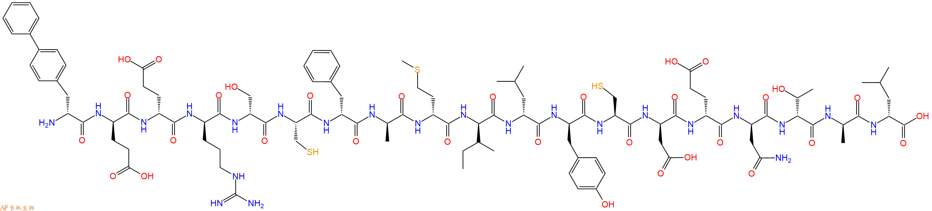 专肽生物产品H2N-DBip-DGlu-DGlu-DArg-DSer-Cys-DPhe-DAla-DMet-DIle-DLeu-DTyr-Cys-DAsp-DGlu-DAsn-DThr-DAla-DLeu-OH