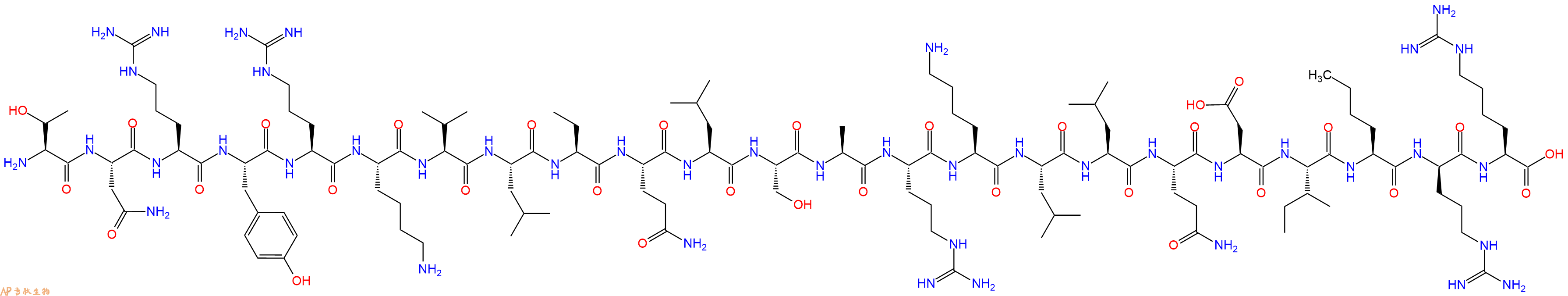 专肽生物产品H2N-Thr-Asn-Arg-Tyr-Arg-Lys-Val-Leu-Abu-Gln-Leu-Ser-Ala-Arg-Lys-Leu-Leu-Gln-Asp-Ile-Nle-DArg-Har-OH