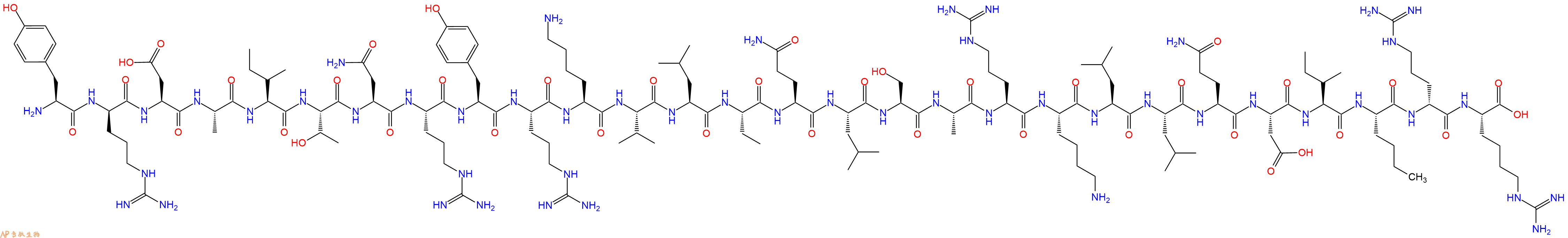 专肽生物产品H2N-Tyr-DArg-Asp-Ala-Ile-Thr-Asn-Arg-Tyr-Arg-Lys-Val-Leu-Abu-Gln-Leu-Ser-Ala-Arg-Lys-Leu-Leu-Gln-Asp-Ile-Nle-DArg-Har-OH