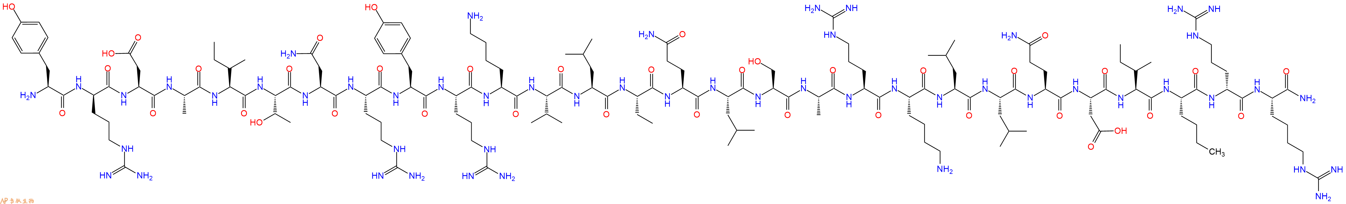 专肽生物产品H2N-Tyr-DArg-Asp-Ala-Ile-Thr-Asn-Arg-Tyr-Arg-Lys-Val-Leu-Abu-Gln-Leu-Ser-Ala-Arg-Lys-Leu-Leu-Gln-Asp-Ile-Nle-DArg-Har-CONH2