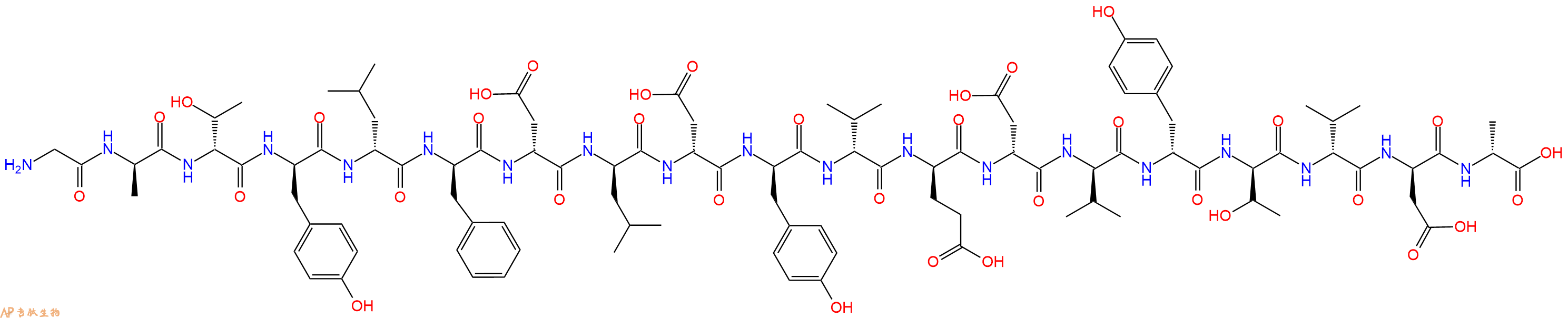 专肽生物产品H2N-Gly-DAla-DThr-DTyr-DLeu-DPhe-DAsp-DLeu-DAsp-DTyr-DVal-DGlu-DAsp-DVal-DTyr-DThr-DVal-DAsp-DAla-OH