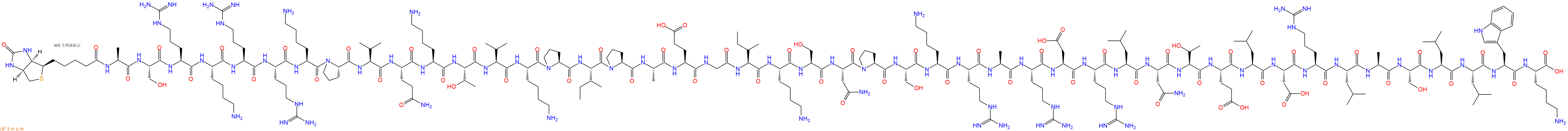 专肽生物产品Biotinyl-Ala-Ser-Arg-Lys-Arg-Arg-Lys-Pro-Val-Gln-Lys-Thr-Val-Lys-Pro-Ile-Pro-Ala-Glu-Gly-Ile-Lys-Ser-Asn-Pro-Ser-Lys-Arg-Ala-Arg-Asp-Arg-Leu-Asn-Thr-Glu-Leu-Asp-Arg-Leu-Ala-Ser-Leu-Leu-Trp-Lys-OH