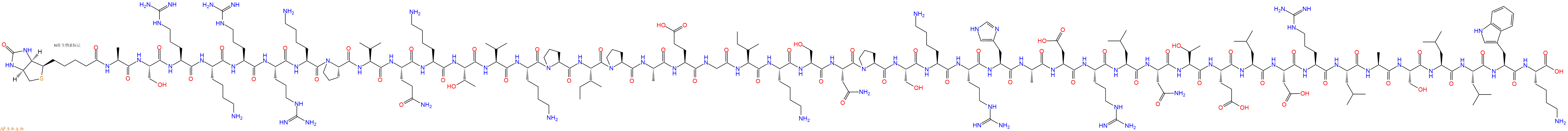 专肽生物产品Biotinyl-Ala-Ser-Arg-Lys-Arg-Arg-Lys-Pro-Val-Gln-Lys-Thr-Val-Lys-Pro-Ile-Pro-Ala-Glu-Gly-Ile-Lys-Ser-Asn-Pro-Ser-Lys-Arg-His-Ala-Asp-Arg-Leu-Asn-Thr-Glu-Leu-Asp-Arg-Leu-Ala-Ser-Leu-Leu-Trp-Lys-OH