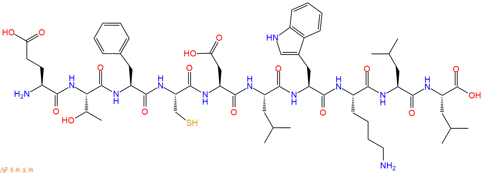 专肽生物产品H2N-Glu-Thr-Phe-Cys-Asp-Leu-Trp-Lys-Leu-Leu-OH