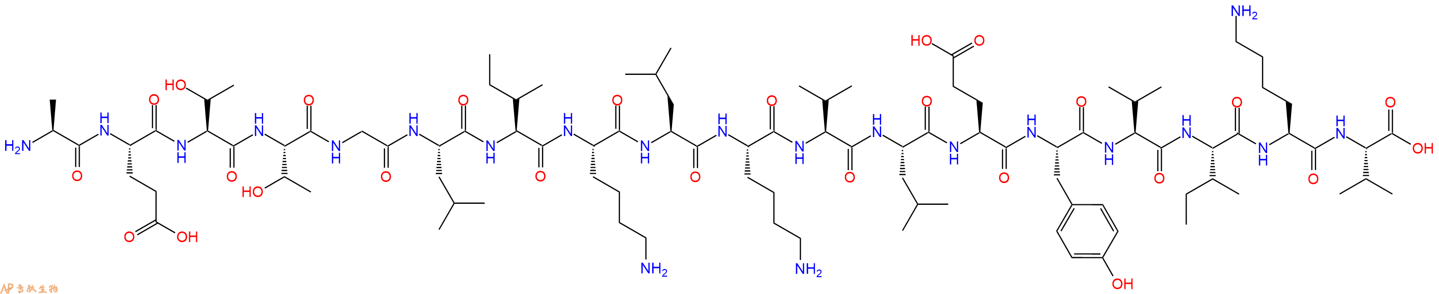 专肽生物产品H2N-Ala-Glu-Thr-Thr-Gly-Leu-Ile-Lys-Leu-Lys-Val-Leu-Glu-Tyr-Val-Ile-Lys-Val-OH