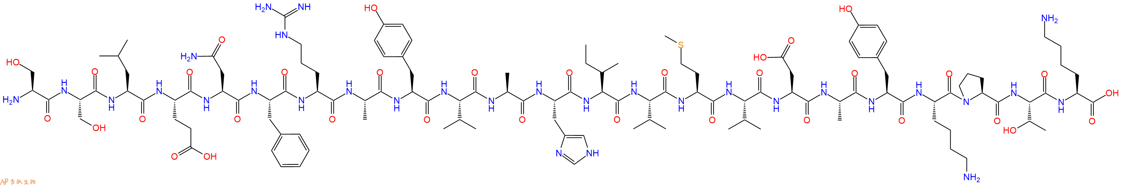 专肽生物产品H2N-Ser-Ser-Leu-Glu-Asn-Phe-Arg-Ala-Tyr-Val-Ala-His-Ile-Val-Met-Val-Asp-Ala-Tyr-Lys-Pro-Thr-Lys-OH