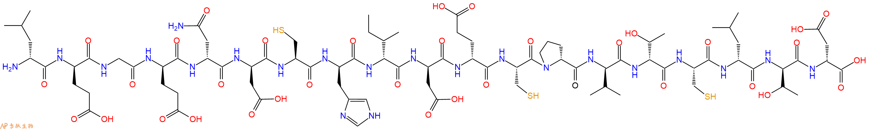 专肽生物产品H2N-DLeu-DGlu-Gly-DGlu-DAsn-DAsp-Cys-DHis-DIle-DAsp-DGlu-Cys-DPro-DVal-DThr-Cys-DLeu-DThr-DAsp-OH