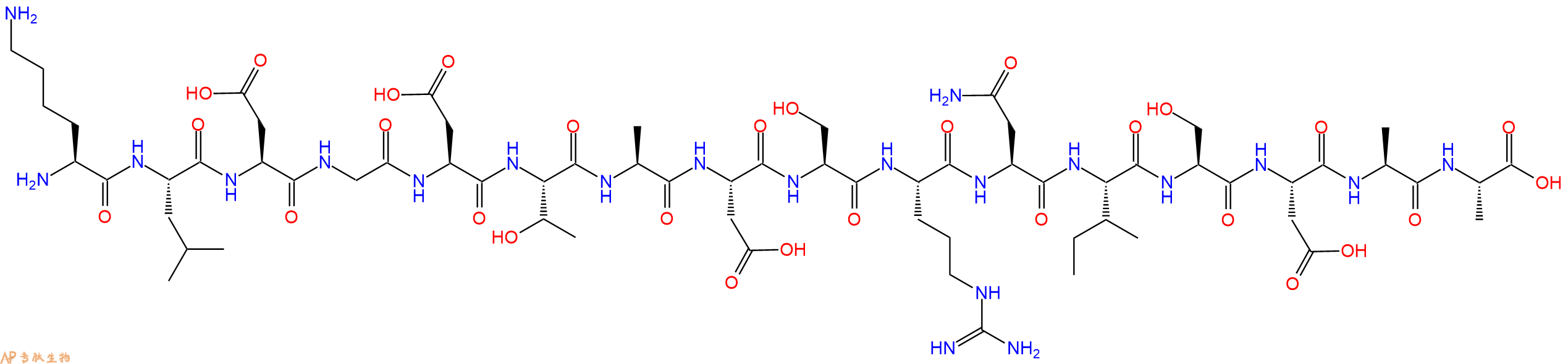 专肽生物产品H2N-Lys-Leu-Asp-Gly-Asp-Thr-Ala-Asp-Ser-Arg-Asn-Ile-Ser-Asp-Ala-Ala-OH