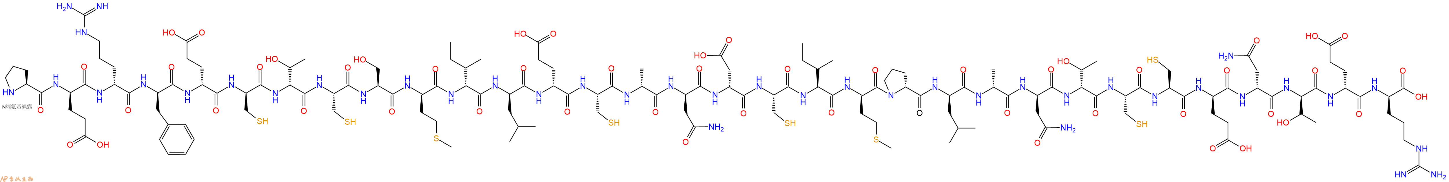 专肽生物产品H2N-Pro-DGlu-DArg-DPhe-DGlu-DCys-DThr-Cys-Ser-DMet-DIle-DLeu-DGlu-Cys-DAla-DAsn-DAsp-Cys-Ile-DMet-DPro-DLeu-DAla-DAsn-DThr-Cys-Cys-DGlu-DAsn-DThr-DGlu-DArg-OH