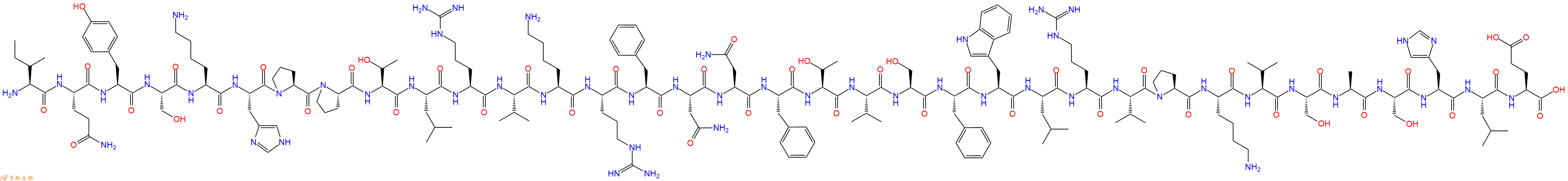 专肽生物产品H2N-Ile-Gln-Tyr-Ser-Lys-His-Pro-Pro-Thr-Leu-Arg-Val-Lys-Arg-Phe-Asn-Asn-Phe-Thr-Val-Ser-Phe-Trp-Leu-Arg-Val-Pro-Lys-Val-Ser-Ala-Ser-His-Leu-Glu-OH