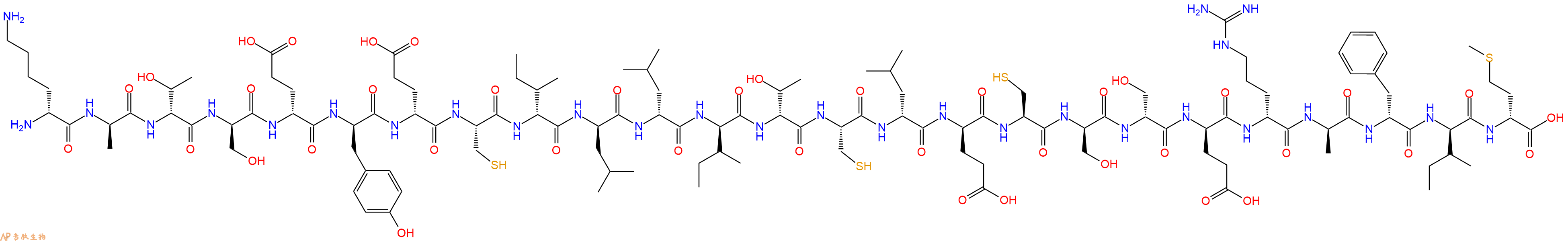 专肽生物产品H2N-DLys-DAla-DThr-DSer-DGlu-DTyr-DGlu-Cys-DIle-DLeu-DLeu-DIle-DThr-Cys-DLeu-DGlu-Cys-DSer-DSer-DGlu-DArg-DAla-DPhe-DIle-DMet-OH