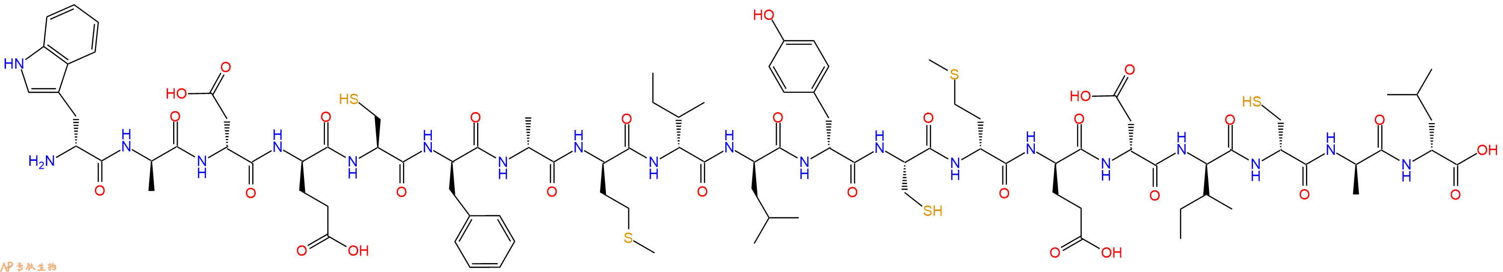 专肽生物产品H2N-DTrp-DAla-DAsp-DGlu-Cys-DPhe-DAla-DMet-DIle-DLeu-DTyr-Cys-DMet-DGlu-DAsp-DIle-DCys-DAla-DLeu-OH