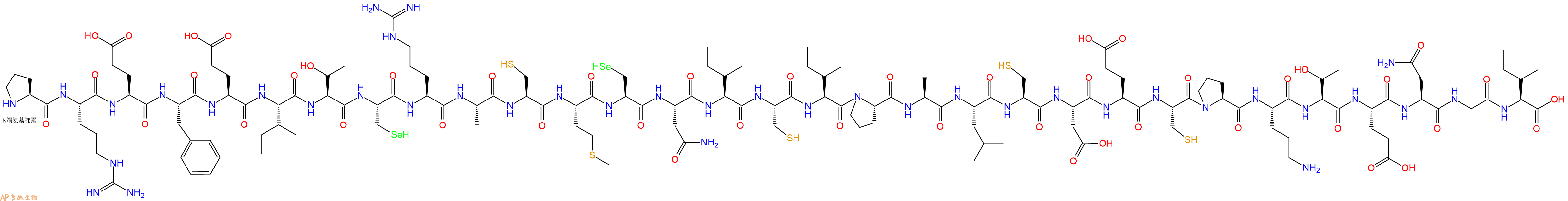 专肽生物产品H2N-Pro-Arg-Glu-Phe-Glu-Ile-Thr-Sec-Arg-Ala-Cys-Met-Sec-Asn-Ile-Cys-Ile-Pro-Ala-Leu-Cys-Asp-Glu-Cys-Pro-Orn-Thr-Glu-Asn-Gly-Ile-OH