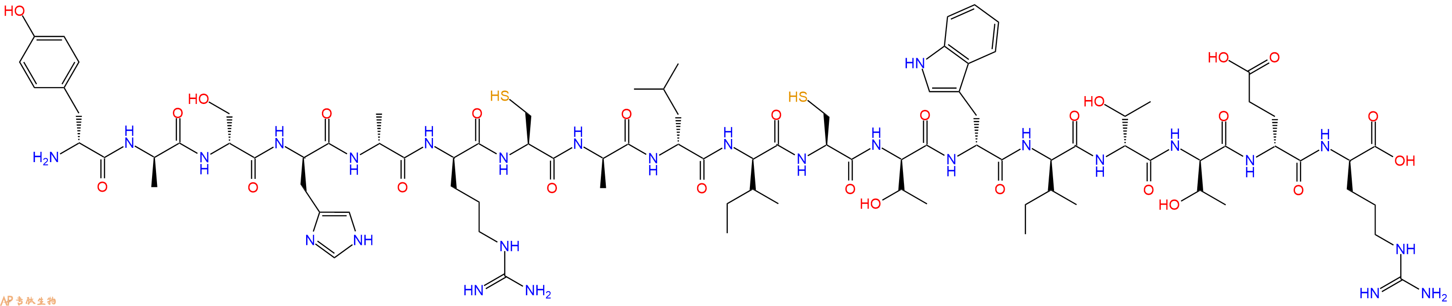 专肽生物产品H2N-DTyr-DAla-DSer-DHis-DAla-DArg-Cys-DAla-DLeu-DIle-Cys-DThr-DTrp-DIle-DThr-DThr-DGlu-DArg-OH