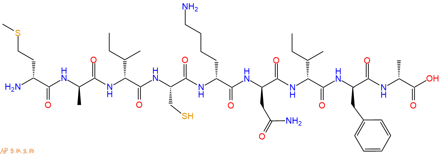 专肽生物产品H2N-DMet-DAla-DIle-Cys-DLys-DAsn-DIle-DPhe-DAla-OH