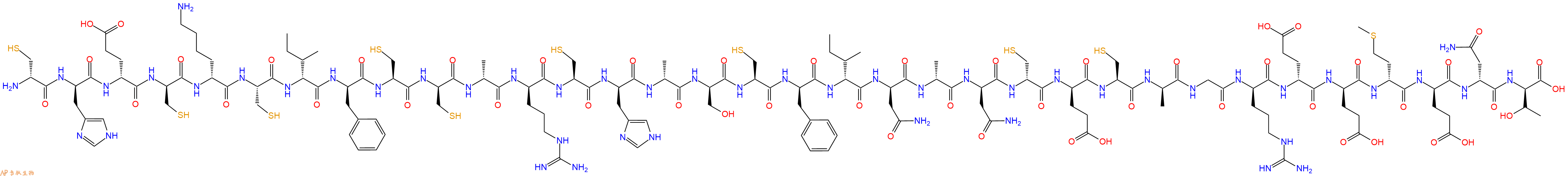 专肽生物产品H2N-DCys-DHis-DGlu-DCys-DLys-Cys-DIle-DPhe-Cys-DCys-DAla-DArg-Cys-DHis-DAla-DSer-Cys-DPhe-DIle-DAsn-DAla-DAsn-DCys-DGlu-Cys-DAla-Gly-DArg-DGlu-DGlu-DMet-DGlu-DAsn-DThr-OH