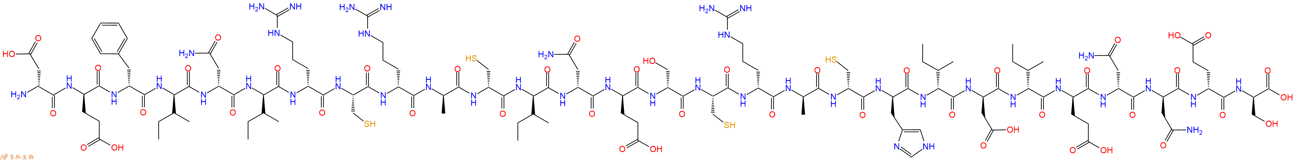 专肽生物产品H2N-DAsp-DGlu-DPhe-DIle-DAsn-DIle-DArg-Cys-DArg-DAla-DCys-DIle-DAsn-DGlu-DSer-Cys-DArg-DAla-DCys-DHis-DIle-DAsp-DIle-DGlu-DAsn-DAsn-DGlu-DSer-OH