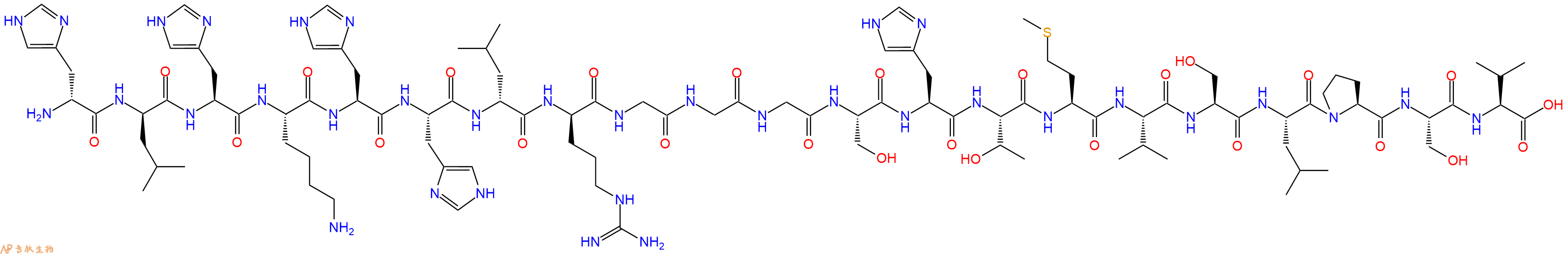专肽生物产品H2N-DHis-DLeu-His-Lys-His-His-DLeu-DArg-Gly-Gly-Gly-Ser-His-Thr-Met-Val-Ser-Leu-Pro-Ser-Val-OH