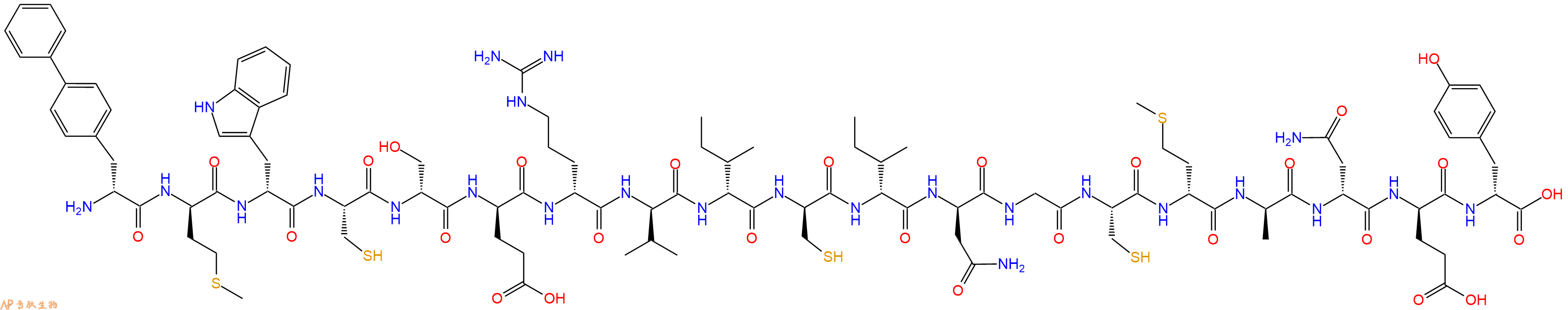 专肽生物产品H2N-DBip-DMet-DTrp-Cys-DSer-DGlu-DArg-DVal-DIle-DCys-DIle-DAsn-Gly-Cys-DMet-DAla-DAsn-DGlu-DTyr-OH