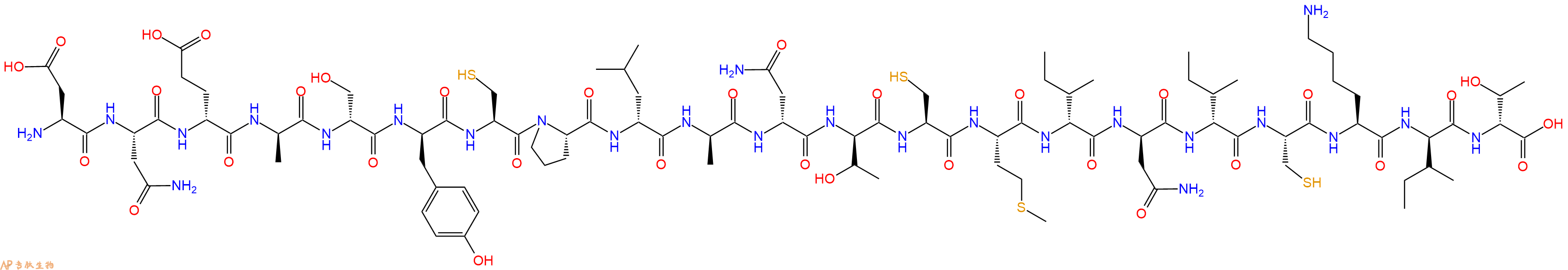 专肽生物产品H2N-Asp-Asn-DGlu-DAla-DSer-DTyr-Cys-Pro-DLeu-DAla-DAsn-DThr-Cys-Met-DIle-DAsn-DIle-Cys-Lys-DIle-DThr-OH