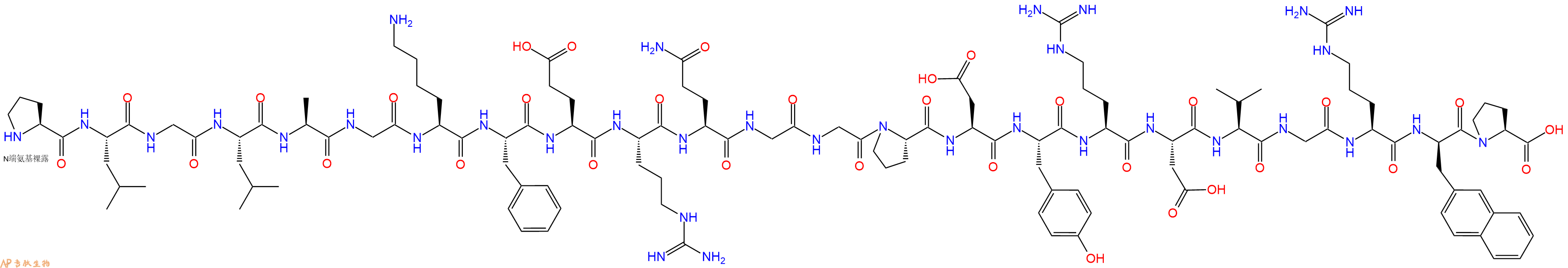 专肽生物产品H2N-Pro-Leu-Gly-Leu-Ala-Gly-Lys-Phe-Glu-Arg-Gln-Gly-Gly-Pro-Asp-Tyr-Arg-Asp-Val-Gly-Arg-D2Nal-Pro-OH