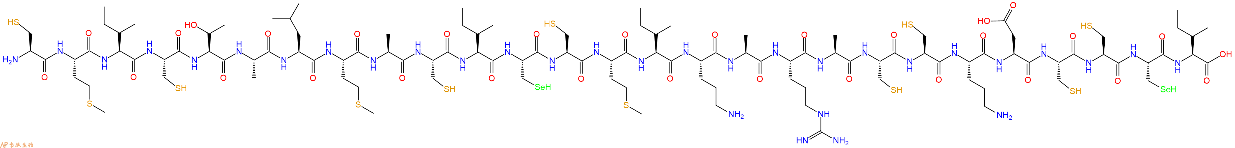 专肽生物产品H2N-Cys-Met-Ile-Cys-Thr-Ala-Leu-Met-Ala-Cys-Ile-Sec-Cys-Met-Ile-Orn-Ala-Arg-Ala-Cys-Cys-Orn-Asp-Cys-Cys-Sec-Ile-OH