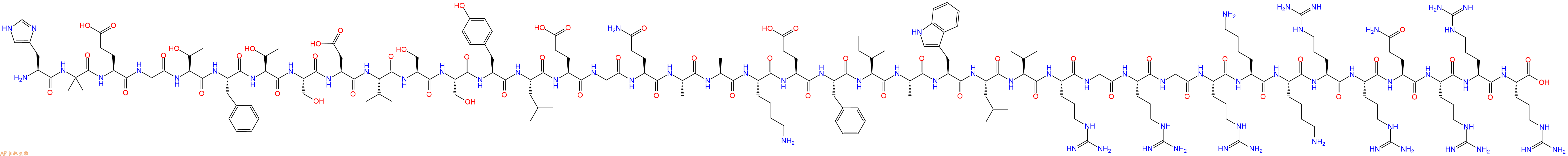 专肽生物产品H2N-His-Aib-Glu-Gly-Thr-Phe-Thr-Ser-Asp-Val-Ser-Ser-Tyr-Leu-Glu-Gly-Gln-Ala-Ala-Lys-Glu-Phe-Ile-Ala-Trp-Leu-Val-Arg-Gly-Arg-Gly-Arg-Lys-Lys-Arg-Arg-Gln-Arg-Arg-Arg-OH