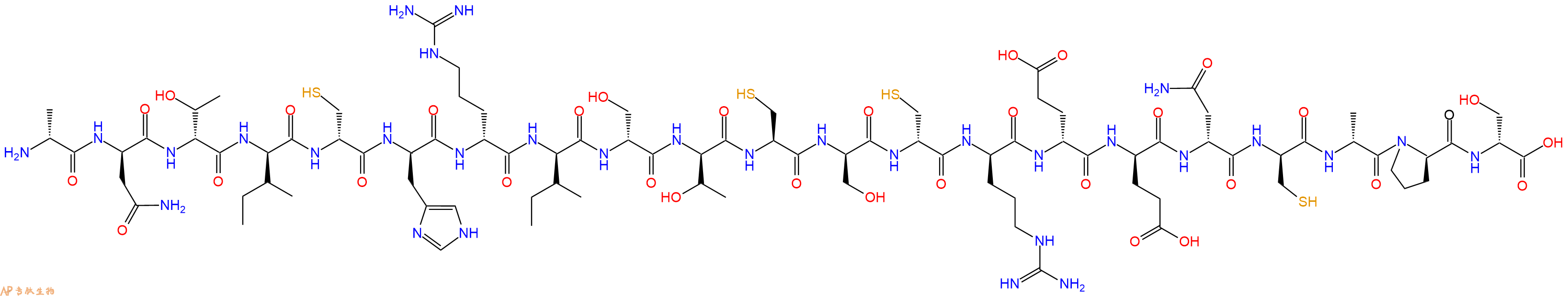 专肽生物产品H2N-DAla-DAsn-DThr-DIle-DCys-DHis-DArg-DIle-DSer-DThr-Cys-DSer-DCys-DArg-DGlu-DGlu-DAsn-DCys-DAla-DPro-DSer-OH