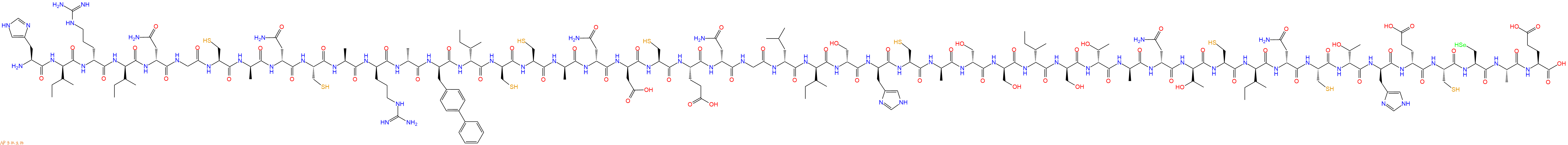 专肽生物产品H2N-His-DIle-DArg-DIle-DAsn-Gly-Cys-DAla-DAsn-Cys-Ala-DArg-DAla-DBip-DIle-DCys-Cys-DAla-DAsn-DAsp-Cys-Glu-DAsn-Gly-DLeu-DIle-DSer-DHis-Cys-DAla-DSer-DSer-DIle-DSer-DThr-DAla-DAsn-DThr-Cys-DIle-DAsn-Cys-DThr-DHis-DGlu-Cys-Sec-Ala-Glu-OH