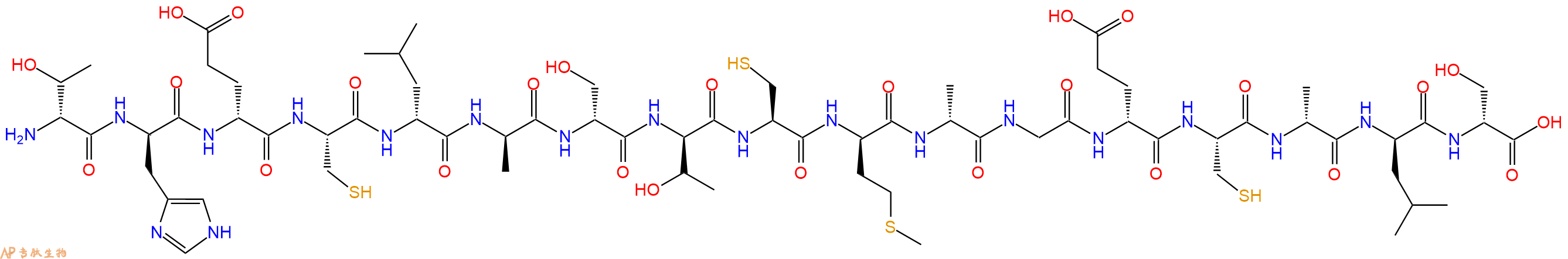 专肽生物产品H2N-DThr-DHis-DGlu-Cys-DLeu-DAla-DSer-DThr-Cys-DMet-DAla-Gly-DGlu-Cys-DAla-DLeu-DSer-OH