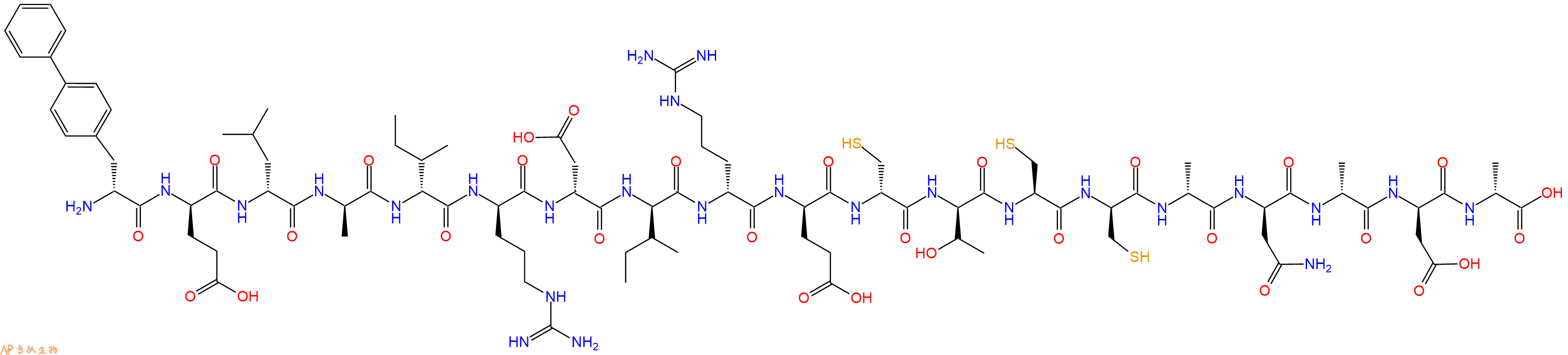 专肽生物产品H2N-DBip-DGlu-DLeu-DAla-DIle-DArg-DAsp-DIle-DArg-DGlu-DCys-DThr-Cys-DCys-DAla-DAsn-DAla-DAsp-DAla-OH