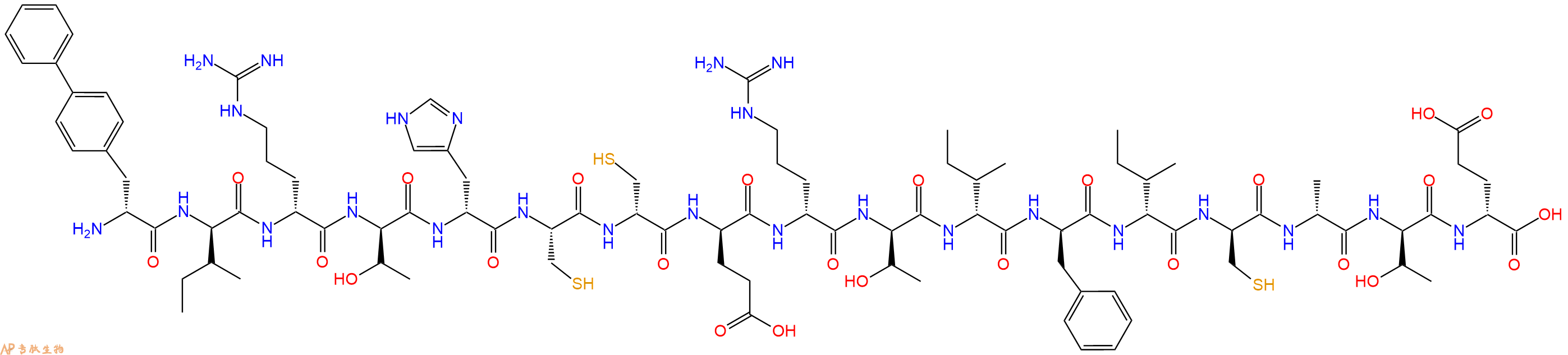 专肽生物产品H2N-DBip-DIle-DArg-DThr-DHis-Cys-DCys-DGlu-DArg-DThr-DIle-DPhe-DIle-DCys-DAla-DThr-DGlu-OH