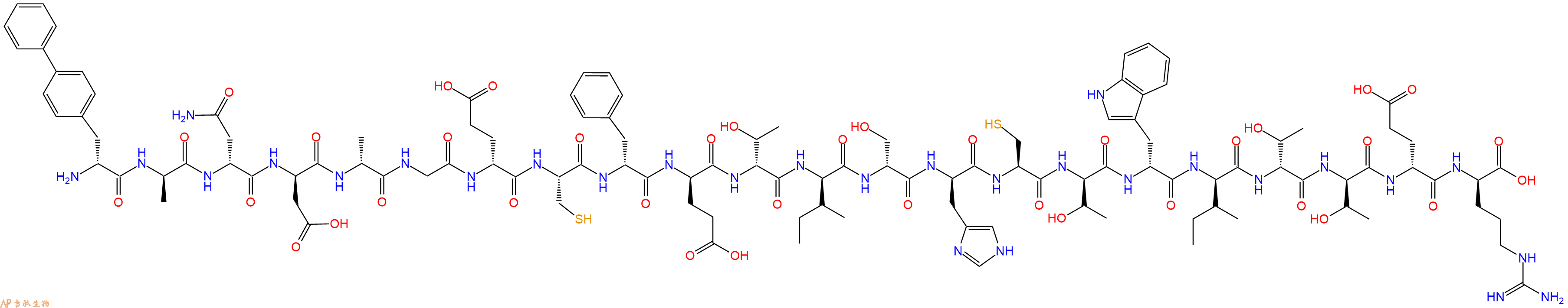 专肽生物产品H2N-DBip-DAla-DAsn-DAsp-DAla-Gly-DGlu-Cys-DPhe-DGlu-DThr-DIle-DSer-DHis-Cys-DThr-DTrp-DIle-DThr-DThr-DGlu-DArg-OH