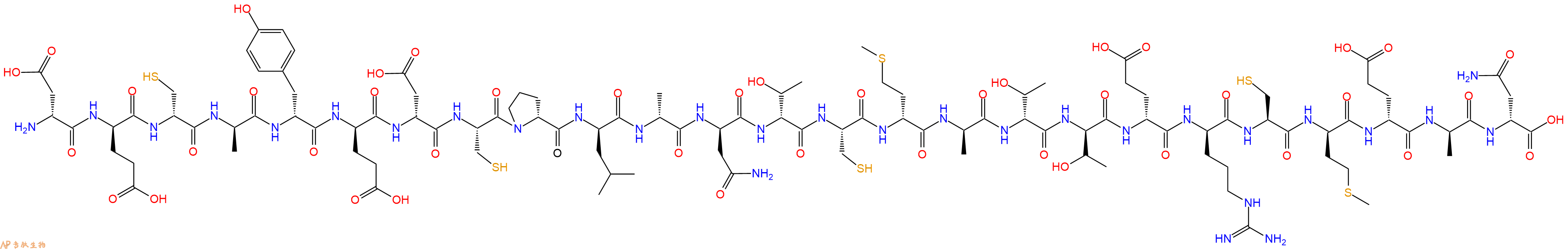 专肽生物产品H2N-DAsp-DGlu-DCys-DAla-DTyr-DGlu-DAsp-Cys-DPro-DLeu-DAla-DAsn-DThr-Cys-DMet-DAla-DThr-DThr-DGlu-DArg-Cys-DMet-DGlu-DAla-DAsn-OH