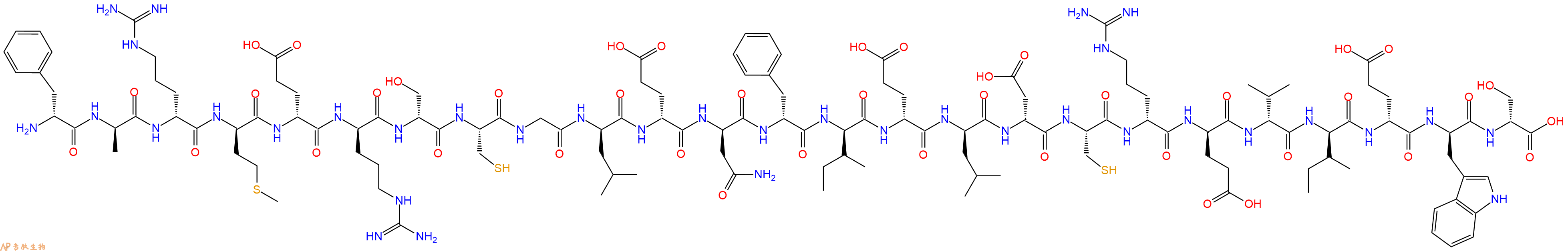 专肽生物产品H2N-DPhe-DAla-DArg-DMet-DGlu-DArg-DSer-Cys-Gly-DLeu-DGlu-DAsn-DPhe-DIle-DGlu-DLeu-DAsp-Cys-DArg-DGlu-DVal-DIle-DGlu-DTrp-DSer-OH