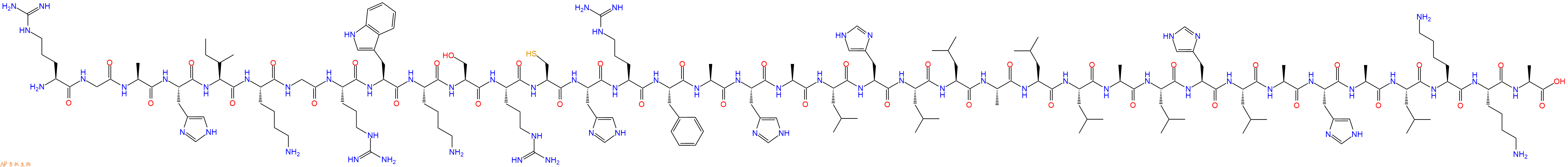 专肽生物产品H2N-Arg-Gly-Ala-His-Ile-Lys-Gly-Arg-Trp-Lys-Ser-Arg-Cys-His-Arg-Phe-Ala-His-Ala-Leu-His-Leu-Leu-Ala-Leu-Leu-Ala-Leu-His-Leu-Ala-His-Ala-Leu-Lys-Lys-Ala-OH
