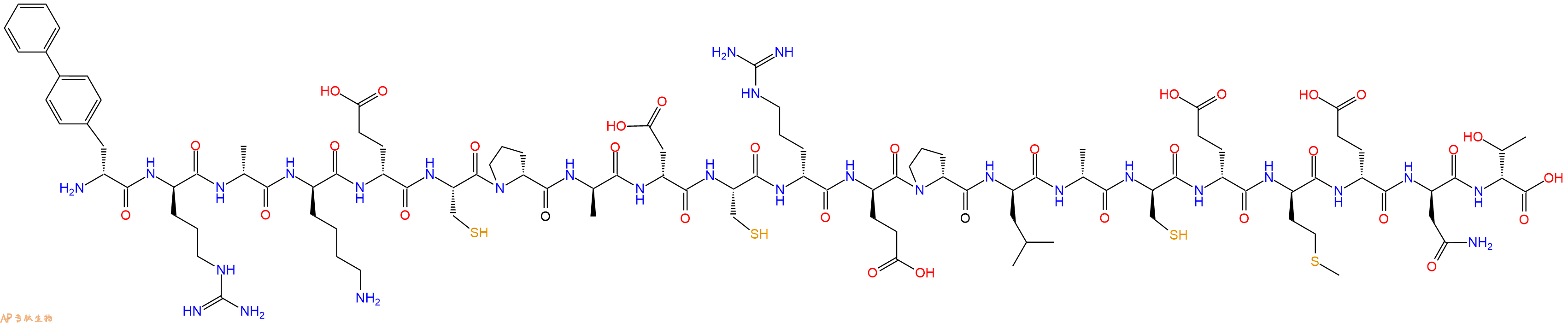专肽生物产品H2N-DBip-DArg-DAla-DLys-DGlu-Cys-DPro-DAla-DAsp-Cys-DArg-DGlu-DPro-DLeu-DAla-DCys-DGlu-DMet-DGlu-DAsn-DThr-OH