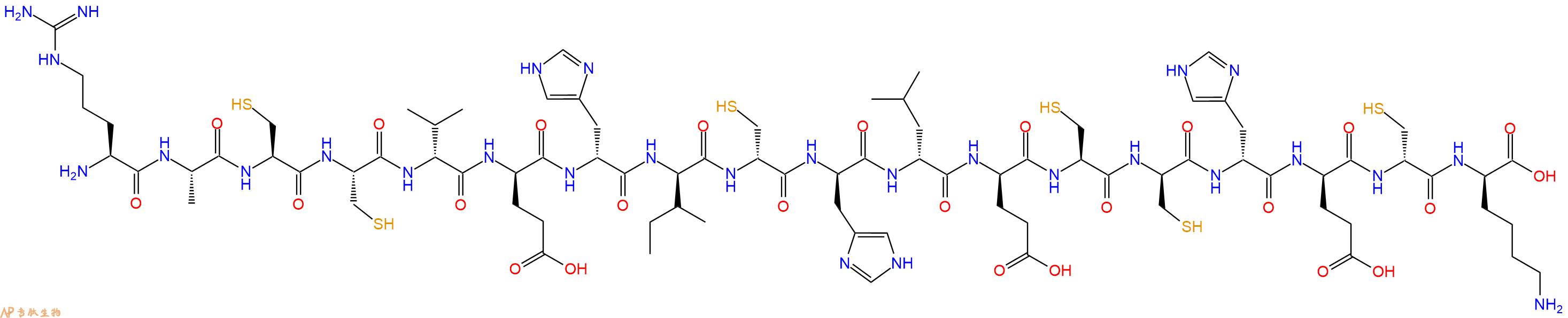 专肽生物产品H2N-Arg-Ala-Cys-Cys-DVal-DGlu-DHis-DIle-DCys-DHis-DLeu-DGlu-Cys-DCys-DHis-DGlu-DCys-DLys-OH