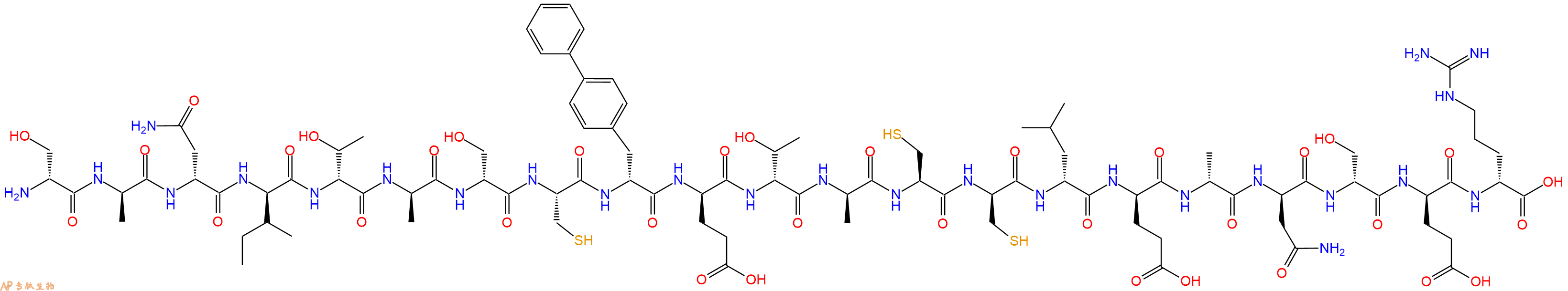 专肽生物产品H2N-DSer-DAla-DAsn-DIle-DThr-DAla-DSer-Cys-DBip-DGlu-DThr-DAla-Cys-DCys-DLeu-DGlu-DAla-DAsn-DSer-DGlu-DArg-OH