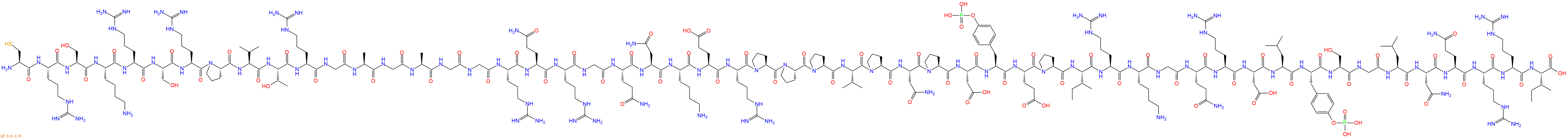 专肽生物产品H2N-Cys-Arg-Ser-Lys-Arg-Ser-Arg-Pro-Val-Thr-Arg-Gly-Ala-Gly-Ala-Gly-Gly-Arg-Gln-Arg-Gly-Gln-Asn-Lys-Glu-Arg-Pro-Pro-Pro-Val-Pro-Asn-Pro-Asp-Tyr(PO3H2)-Glu-Pro-Ile-Arg-Lys-Gly-Gln-Arg-Asp-Leu-Tyr(PO3H2)-Ser-Gly-Leu-Asn-Gln-Arg-Arg-Ile-OH