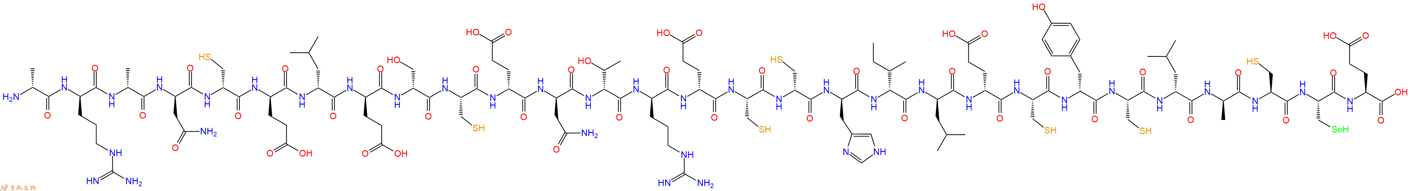 专肽生物产品H2N-DAla-DArg-DAla-DAsn-DCys-DGlu-DLeu-DGlu-DSer-Cys-DGlu-DAsn-DThr-DArg-DGlu-Cys-DCys-DHis-DIle-DLeu-DGlu-Cys-DTyr-Cys-DLeu-DAla-Cys-Sec-Glu-OH