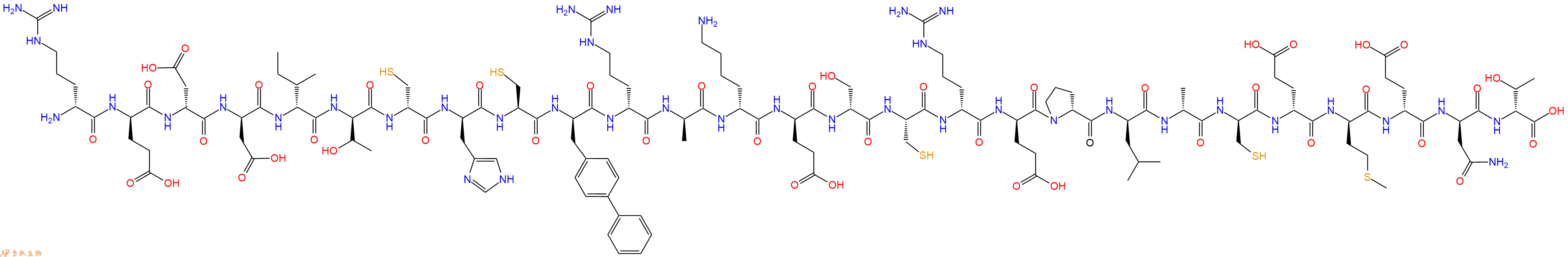 专肽生物产品H2N-DArg-DGlu-DAsp-DAsp-DIle-DThr-DCys-DHis-Cys-DBip-DArg-DAla-DLys-DGlu-DSer-Cys-DArg-DGlu-DPro-DLeu-DAla-DCys-DGlu-DMet-DGlu-DAsn-DThr-OH