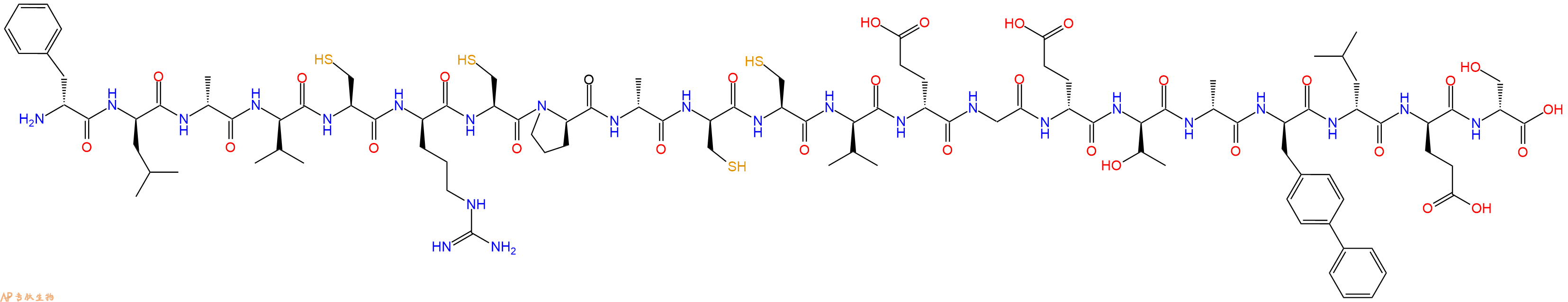 专肽生物产品H2N-DPhe-DLeu-DAla-DVal-Cys-DArg-Cys-DPro-DAla-DCys-Cys-DVal-DGlu-Gly-DGlu-DThr-DAla-DBip-DLeu-DGlu-DSer-OH