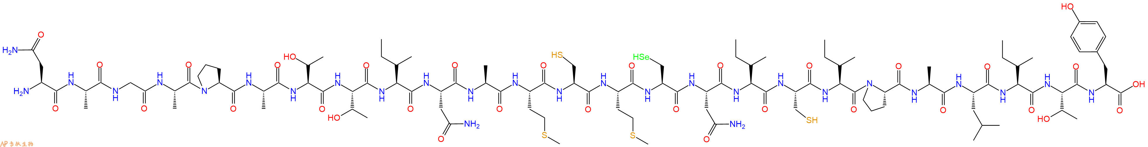 专肽生物产品H2N-Asn-Ala-Gly-Ala-Pro-Ala-Thr-Thr-Ile-Asn-Ala-Met-Cys-Met-Sec-Asn-Ile-Cys-Ile-Pro-Ala-Leu-Ile-Thr-Tyr-OH