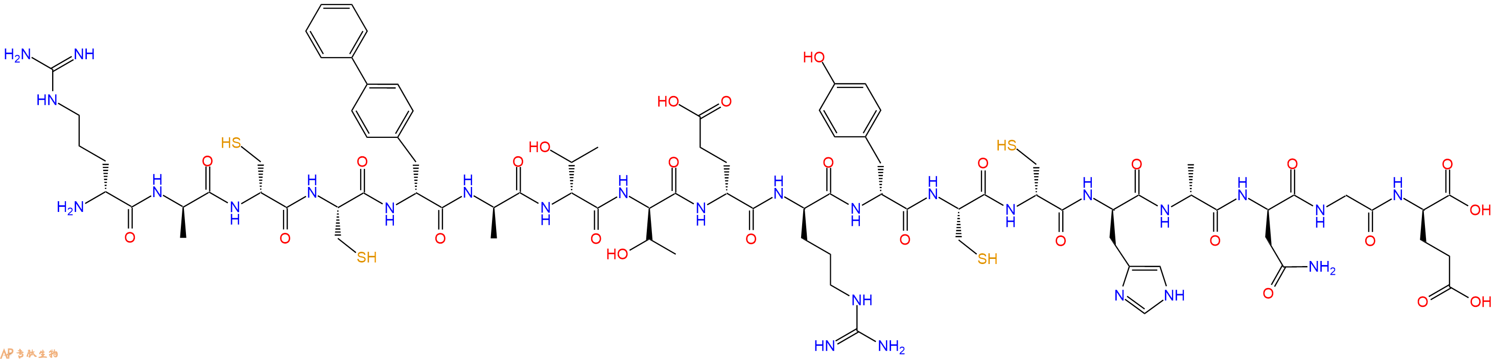 专肽生物产品H2N-DArg-DAla-DCys-Cys-DBip-DAla-DThr-DThr-DGlu-DArg-DTyr-Cys-DCys-DHis-DAla-DAsn-Gly-DGlu-OH